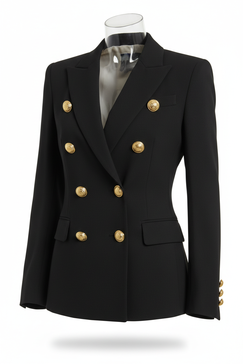 Blazer Negro con Botones Dorados