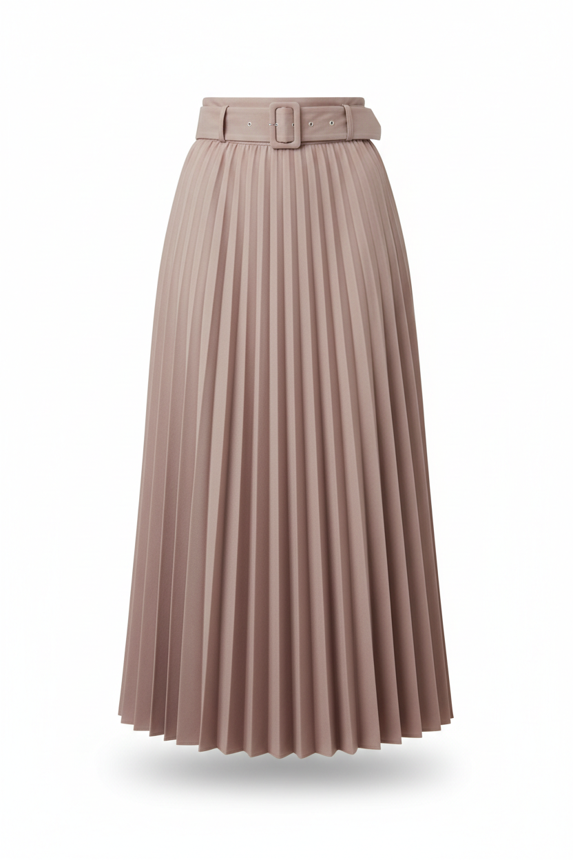 Falda Midi Plisada Rosa